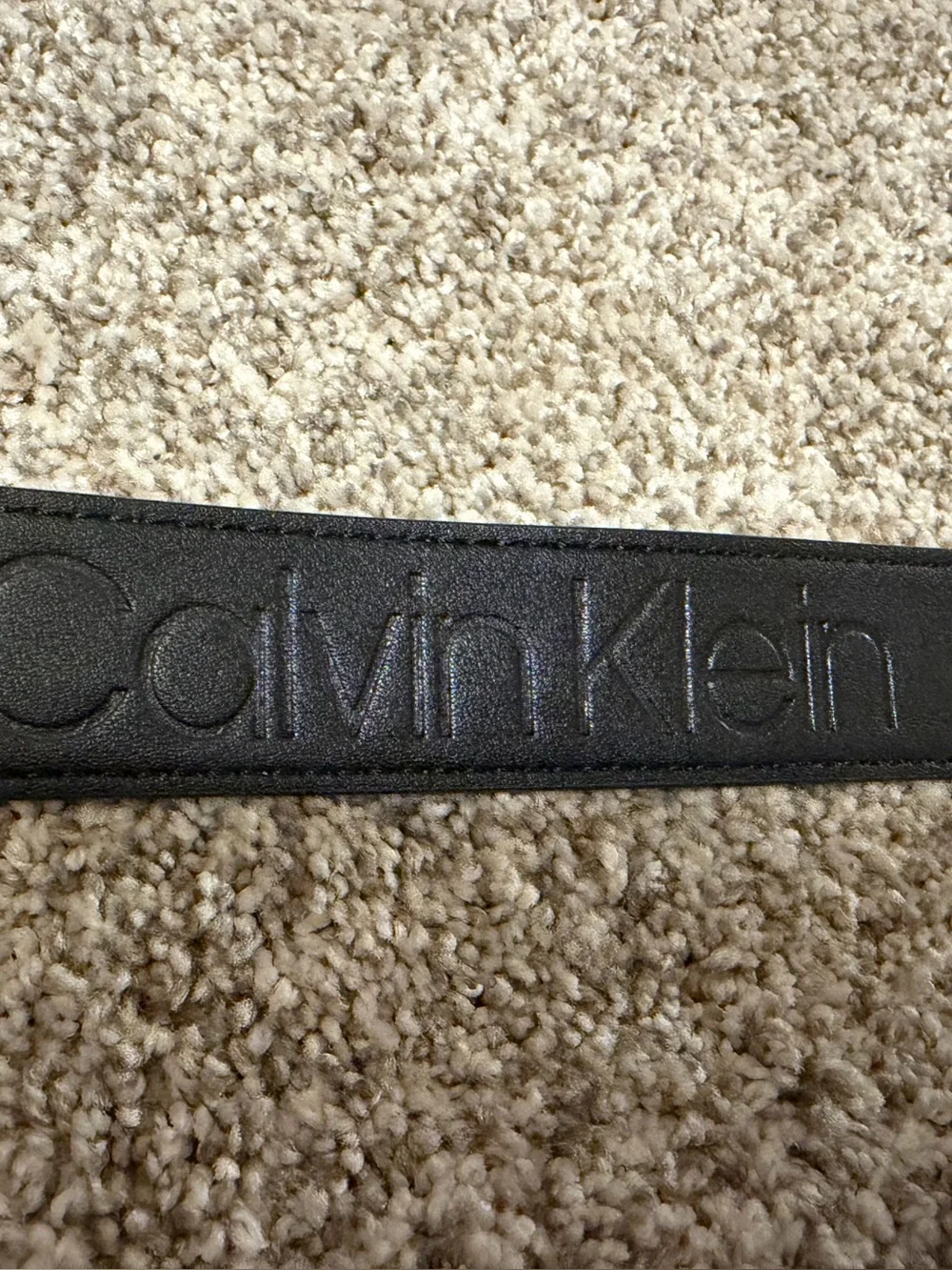 Calvin Klein Brown Synthetic Leather Belt with Silver Logo Buckle
